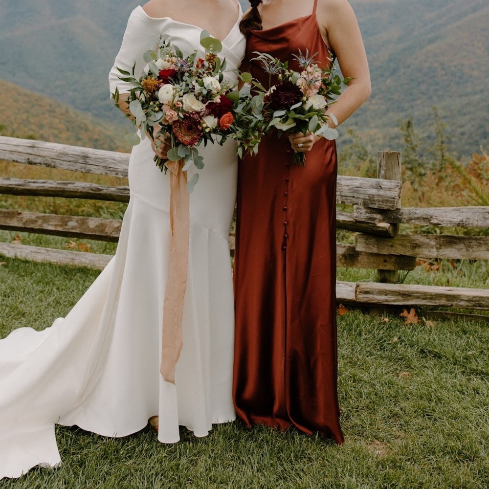Revelry Billie Satin Dress in Cinnamon Rose